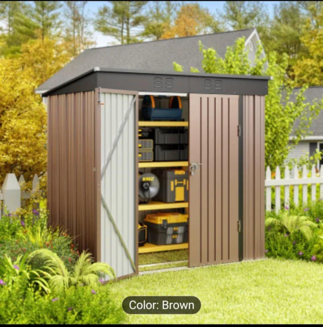 6'x4' FT- Brown color Heavy-Duty Outdoor Storage Shed