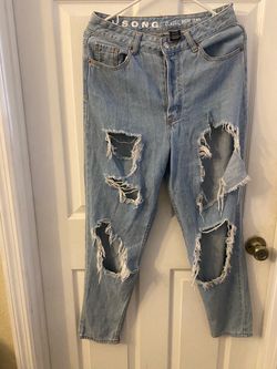 S.O.N.G. Classic Mom Jean Light Wash Distressed