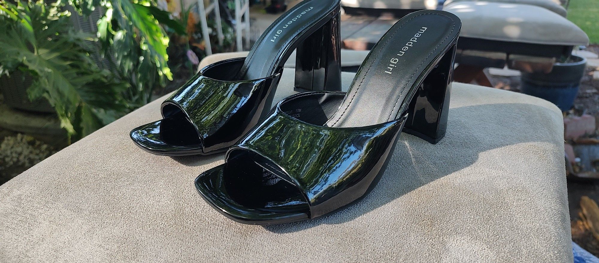 Madden Girl Women's Genius Heeled Sandal, Black Patent, 10