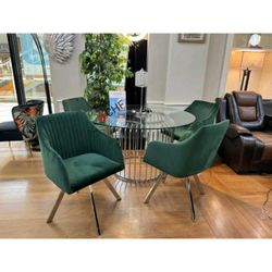 Glass Top 5 Pc Round Dining Table Set  - Limited Time Offer 