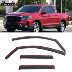 Fits 2017-2026 Honda Ridgeline In-Channel Window Visors Vent Rain Guards Deflectors