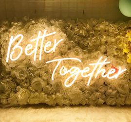 Divatla Better Together Warm White Neon Sign Wall Sign for Wedding Decorations, 16''*9'' & 23''*9'' Backdrop, Bedroom Wall Decor LED Tube Sign Large E