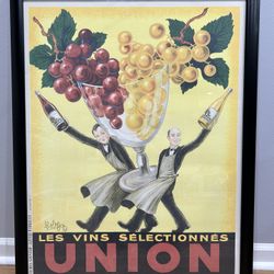 Decorative Wall Art Reproduction Vintage French Poster In Custom Frame