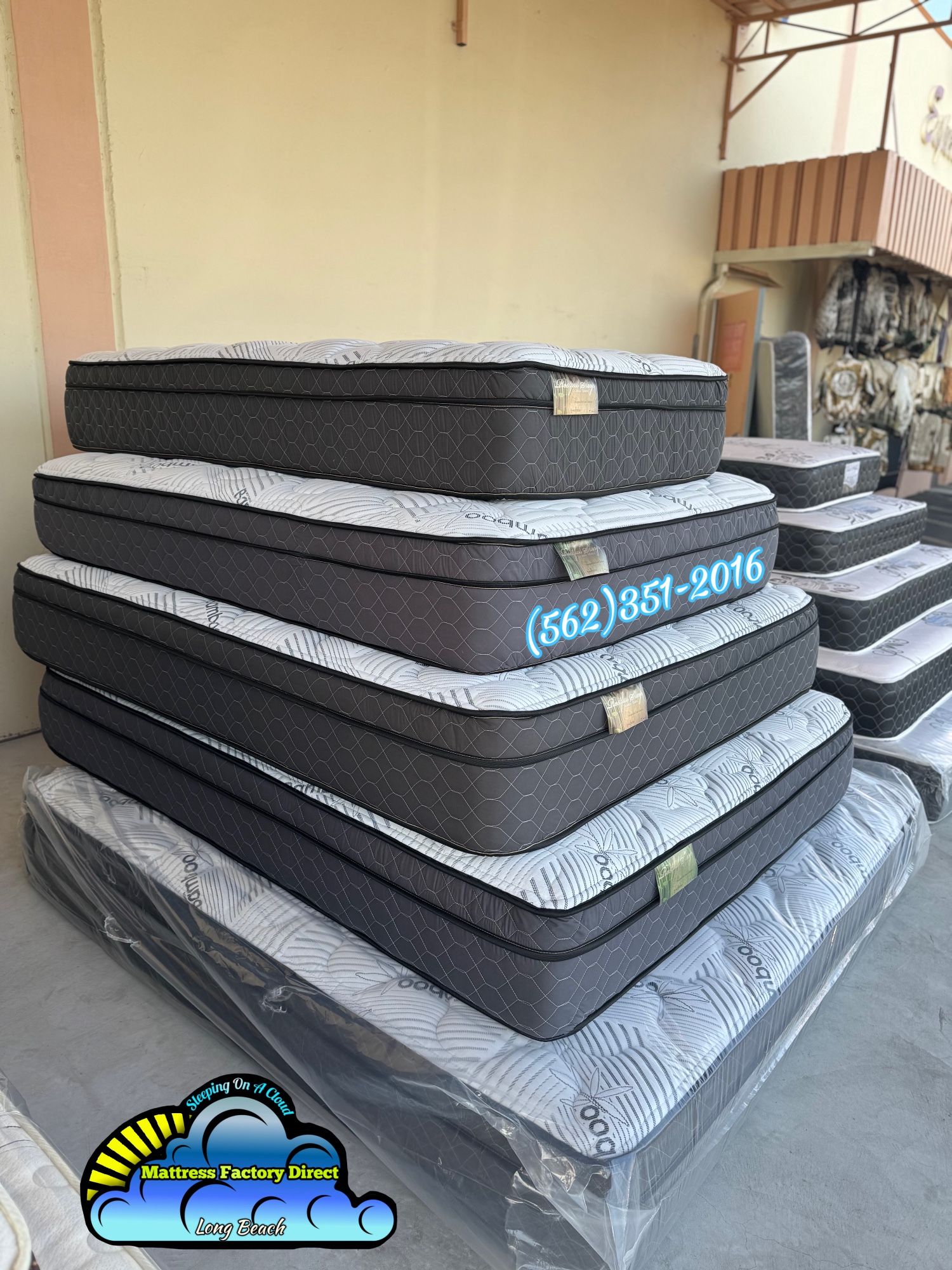 Queen White Bamboo Pillowtop Mattress And Boxspring Bed Set