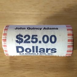 2008 US Mint $25 Uncirculated Presidential Dollar Coin Roll John Quincy Adams 