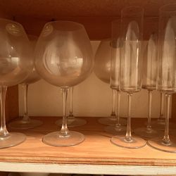 6 New Waterford Wine Glasses, 6 Champagne Glasses