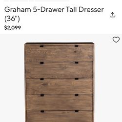 Potter Barn Graham Tall Boy Dresser