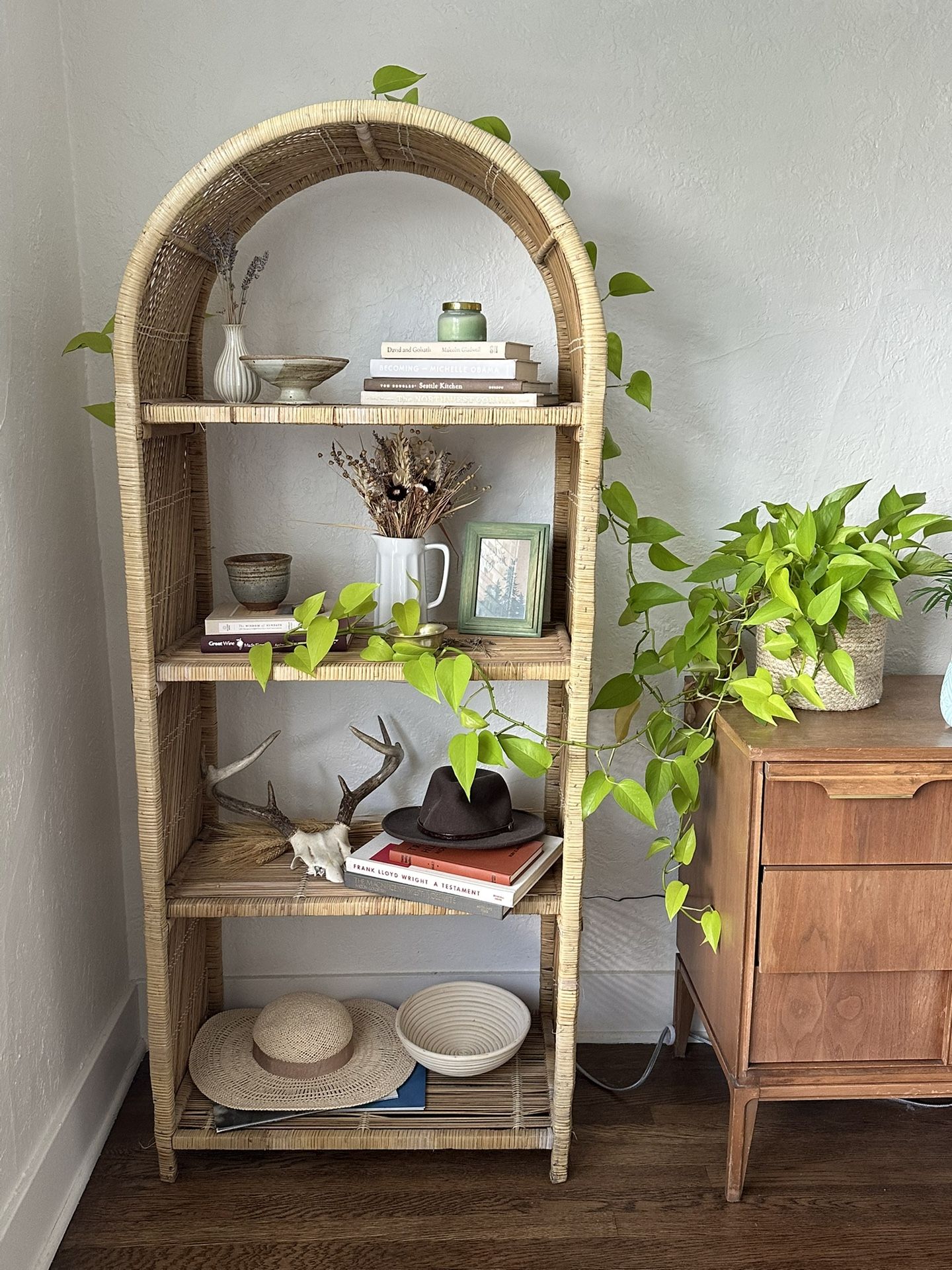 Arched Rattan / Wicker Shelves