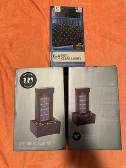 2 Garden LED Fountains and 6x4 Net with Clear Lights