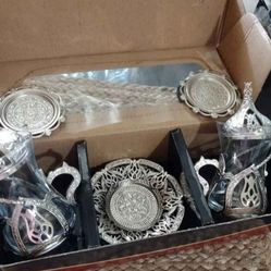 Handmade Silver Glass Tea/Beverage  Set