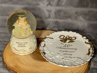 50th Anniversary Snow Globe And Plate