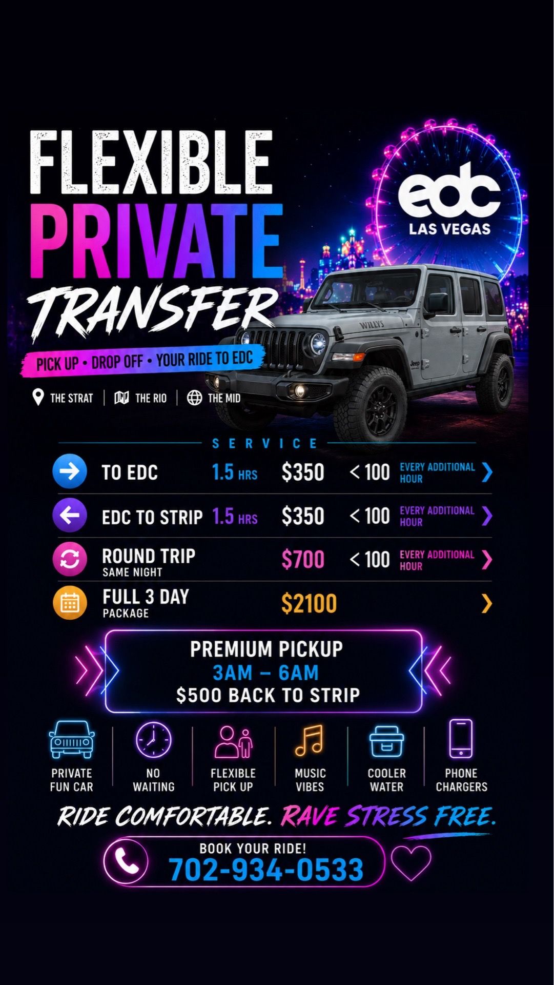 EDC private transfers ( ride)