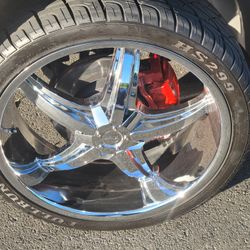 22 Inch Chrome Rims and Tires