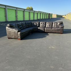  Large Black Leather Sectional Couch – $300 OBO (Rocklin)