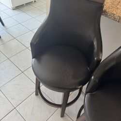 Set Of 4 Leather Bar Stools