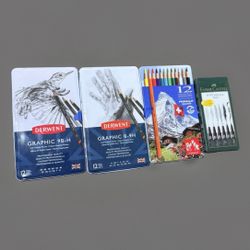 Professional Drawing Lot - Derwent Graphic, Caran d'Ache Prismalo, Faber-Castell