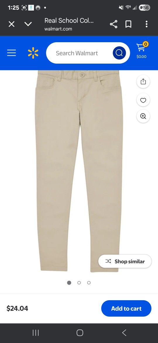 (  4. )   PAIR. .2...NAVY BLUE & 2. KAKHI UNIFORM PANTS SIZE 8  GIRLS 5 POCKET STRETCHY PANTS REGULAR  $ 24 For KAKHI AND NAVY BLUE REGULAR $17.88