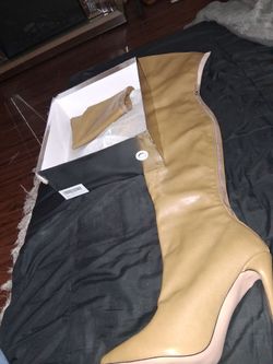 Olive green thigh high leather boots sz12