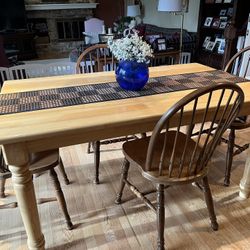 Pine Table, With Four Chairs