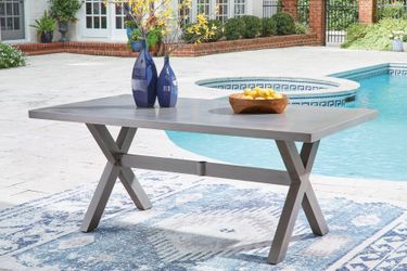 Half Moon Beach Gray RECT Dining Table w/UMB OPT