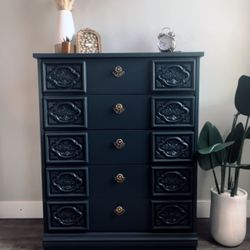 Midnight Blue 5 Drawer Dresser - Solid Wood!