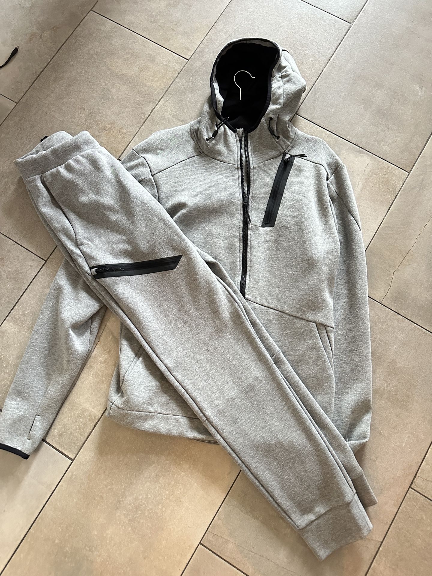Champion hoodie and jogger full matching set in medium light grey
