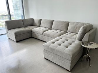 Couch, Thomasville Tisdale Fabric Sectional with Storage Ottoman,Bridge/Grey