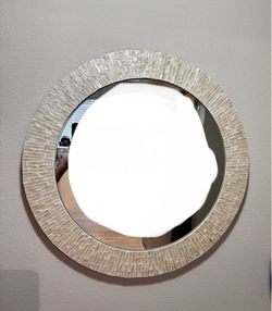 Capiz shell round mirror