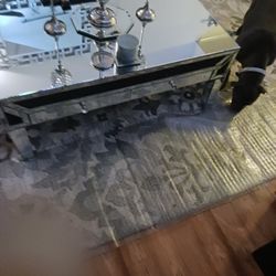 Nice used Tv Stand! Black and silver. 