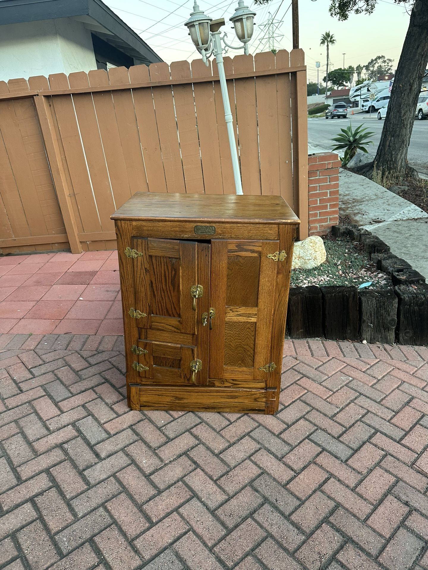 White Clad Oak Ice Box Cabinet