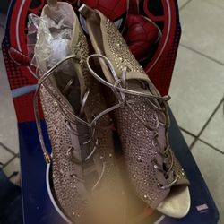 Gold Boots Heels New Size 8/5 