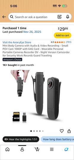 Small handheld Security cam