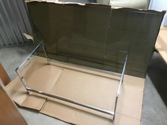 Vintage MCM Chrome & Glass Rectangular Coffee Table