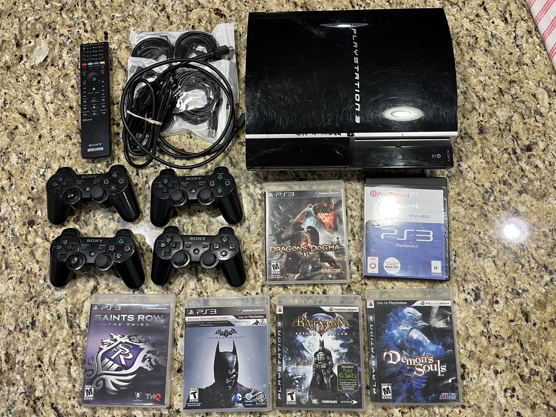 PS3 Lot w/ Games + 4 Controllers - TESTED