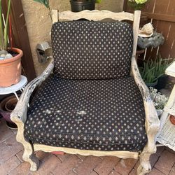 Farmhouse Style Wooden Chair With Cushions 