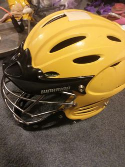 I think it's a lacross helmet Warrior brand one-size-fits-all helmet