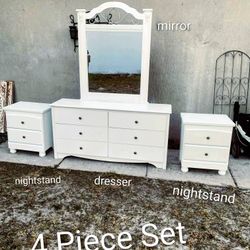 4 Piece White Dresser Set