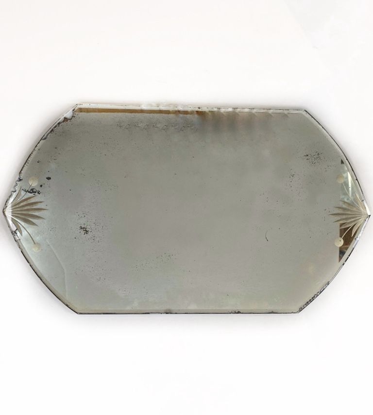 Antique Vintage Vanity Perfume Tray Etched Mirror