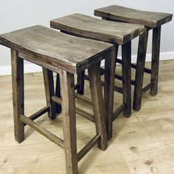 3 Farmhouse Saddle Counter Stools (price for 3)