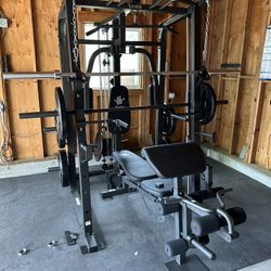 Vesta Fitness Smith Machine 1001 w/Bench Attachment | 230lb Bumpers Olympic Weights | 7ft Olympic Bar | Fitness | Gym Equipment | FREE DELIVERY 🚚 