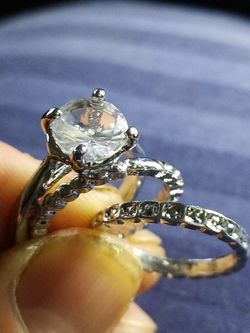 Women's wedding engagement promises ring 3 pcs size7.0