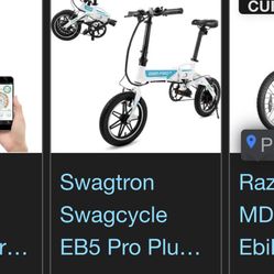 Swagtron Swagcycle EB5 Pro Plus Lightweight Aluminum Folding Electric Bike with Pedals