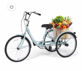 Adult Tricycle 7 Speed Trikes 3 Wheel 26'' Bikes for Adults, Trike for Women Men, Rear Removable Wheeled Baskets - Seniors & Commuters, 350 lb - Green