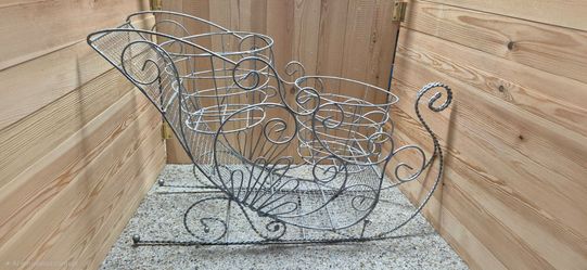 Vintage Wire Sleigh Double Planter Christmas Holiday Centerpiece Decor