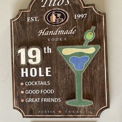 🔥New Rare Tito’s Vodka 19th Hole Golf Wood Beer Bar Sign 