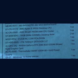 PC GAMING AMD RYZEN 9 3900x,32GB RAM,512GB NVMe + 2TB HDD,NVIDIA GeForce RTX 2080 8GB