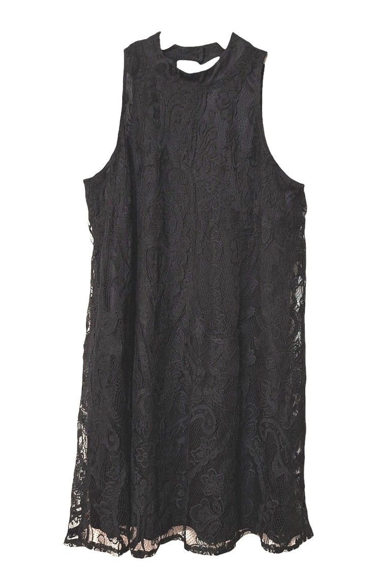 Exhilaration Black Lace Dress Halter Top Sz L