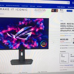 ASUS ROG Strix 27” 2K OLED 240hz Gaming Monitor 