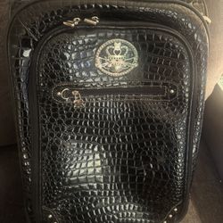 Kathy Van Zealand 20” Weekender  Black Embossed Croc