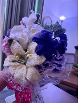 Handmade crochet bouquet of flowers